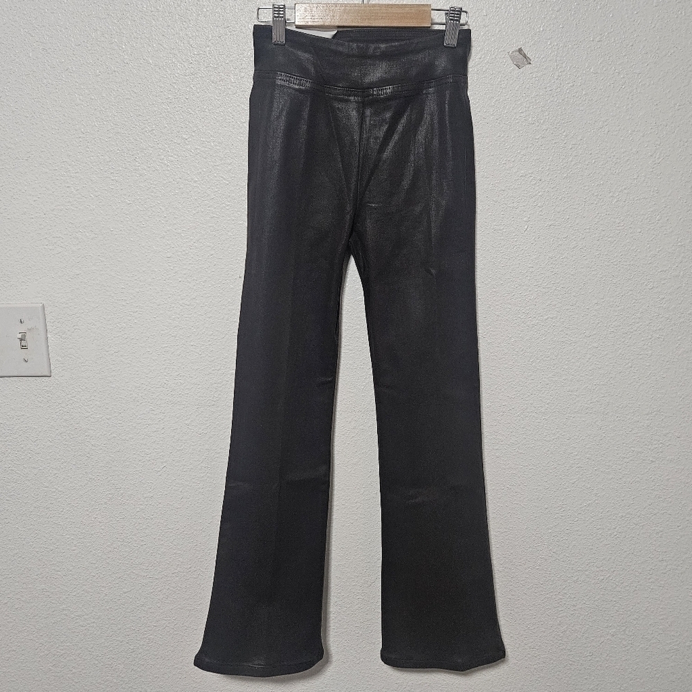 NWT Frame denim jet set crop mini boot coated chocolate brown pants